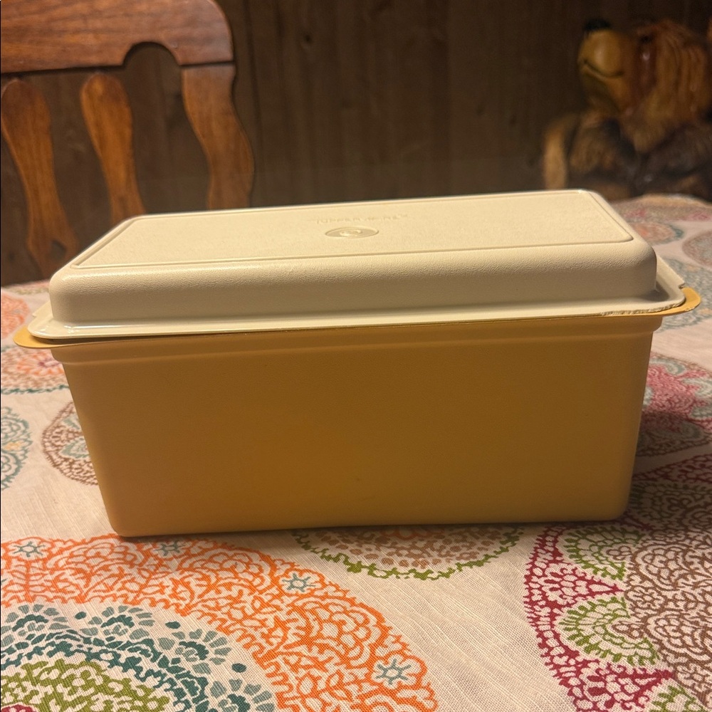 Tupperware Cream and Yellow Storage Container